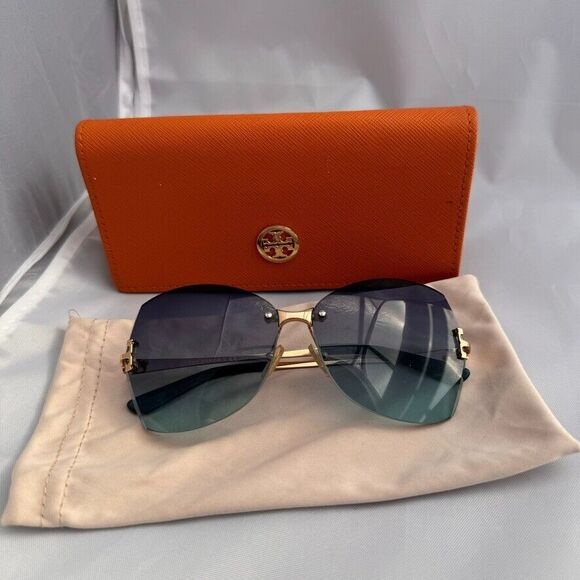Tory Burch Accessories - Tory Burch Sunglasses Butterfly Rimless Green ty6030 106 45 61 12 135  w/case